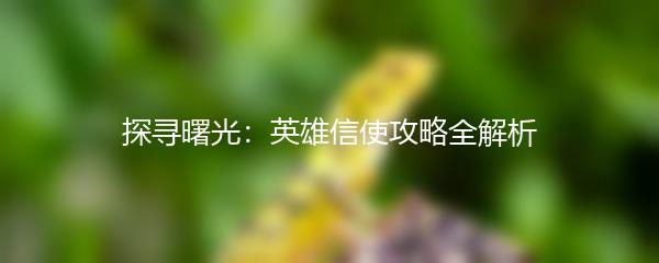 探寻曙光：英雄信使攻略全解析