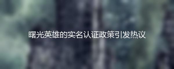 曙光英雄的实名认证政策引发热议