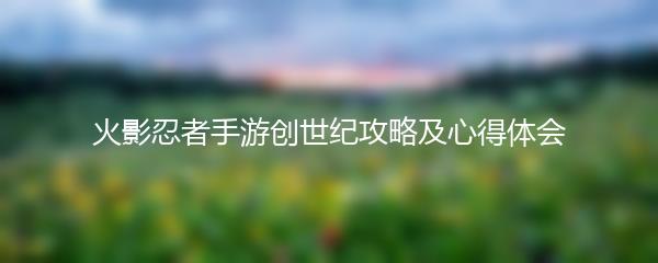 火影忍者手游创世纪攻略及心得体会