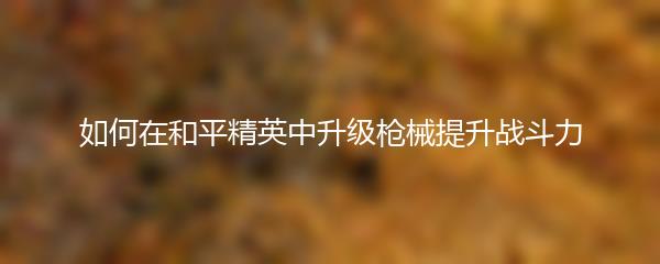 如何在和平精英中升级枪械提升战斗力