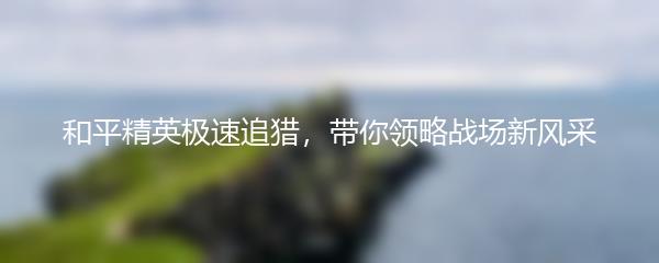 和平精英极速追猎，带你领略战场新风采
