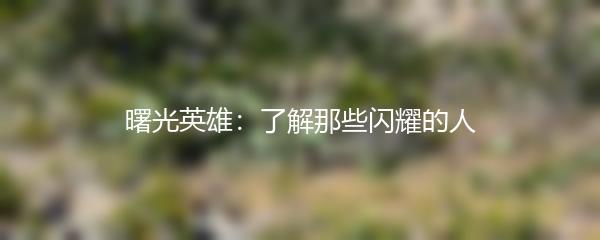 曙光英雄：了解那些闪耀的人