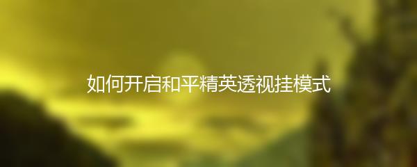 如何开启和平精英透视挂模式