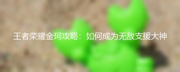 王者荣耀金珂攻略：如何成为无敌支援大神
