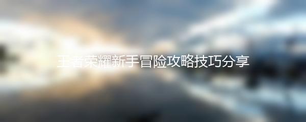 王者荣耀新手冒险攻略技巧分享