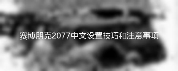 赛博朋克2077中文设置技巧和注意事项