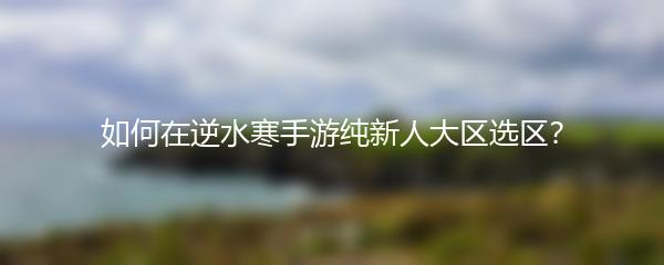 如何在逆水寒手游纯新人大区选区？