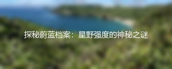 探秘蔚蓝档案：星野强度的神秘之谜