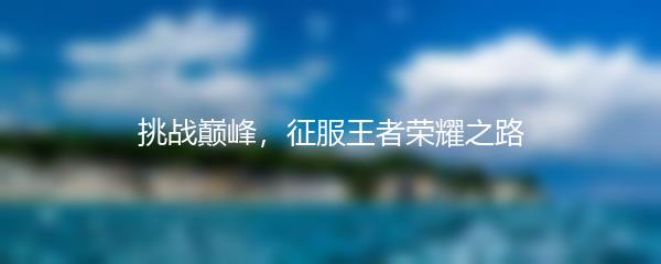 挑战巅峰，征服王者荣耀之路