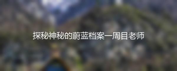 探秘神秘的蔚蓝档案一周目老师
