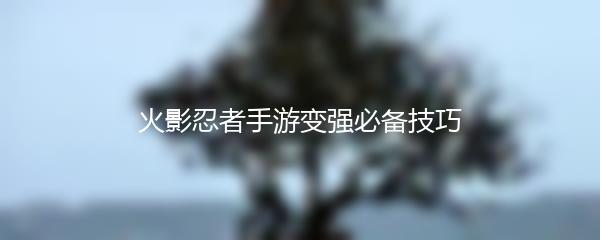 火影忍者手游变强必备技巧