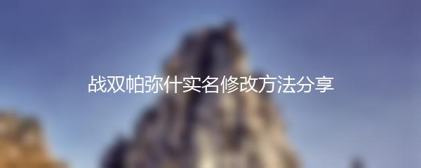 战双帕弥什实名修改方法分享