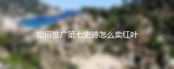 如何推广第七史诗怎么卖红叶