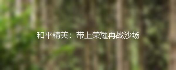 和平精英：带上荣耀再战沙场