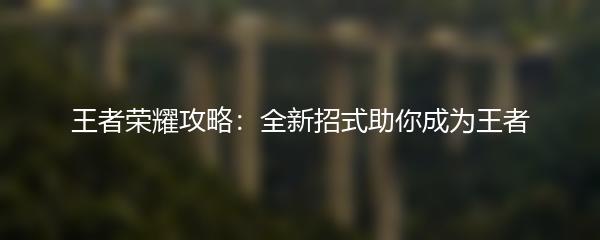 王者荣耀攻略：全新招式助你成为王者