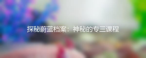 探秘蔚蓝档案：神秘的专三课程