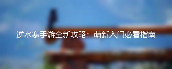 逆水寒手游全新攻略：萌新入门必看指南