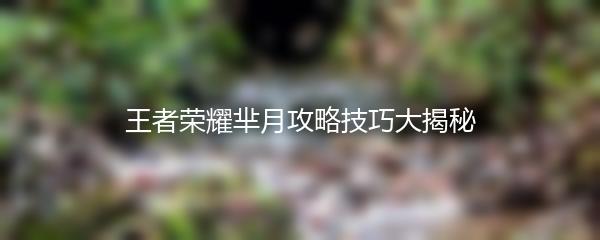 王者荣耀芈月攻略技巧大揭秘