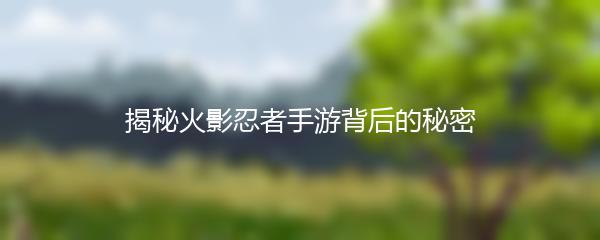 揭秘火影忍者手游背后的秘密