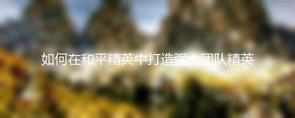 如何在和平精英中打造强大团队精英