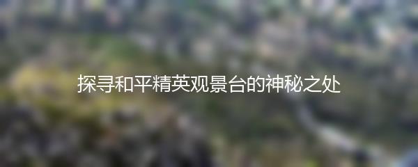 探寻和平精英观景台的神秘之处