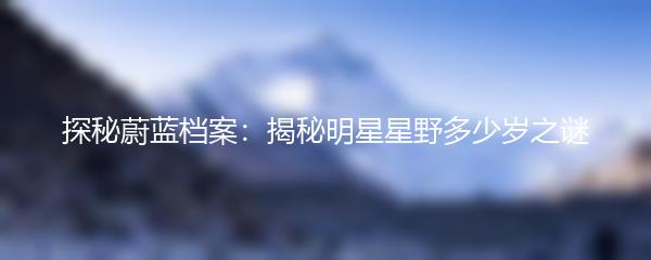 探秘蔚蓝档案：揭秘明星星野多少岁之谜