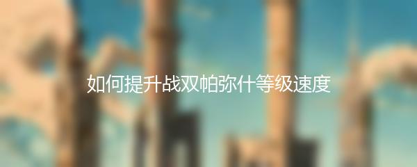 如何提升战双帕弥什等级速度