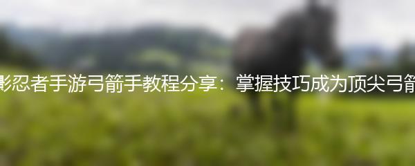 火影忍者手游弓箭手教程分享：掌握技巧成为顶尖弓箭手