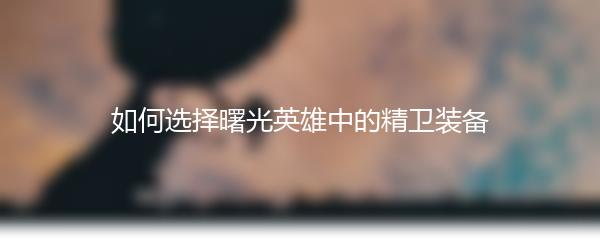 如何选择曙光英雄中的精卫装备