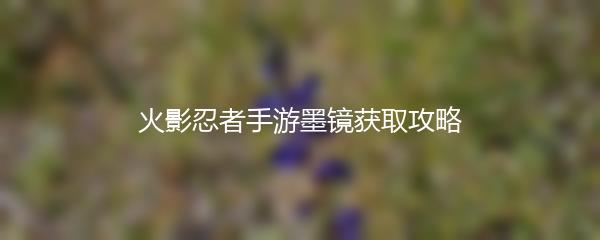 火影忍者手游墨镜获取攻略