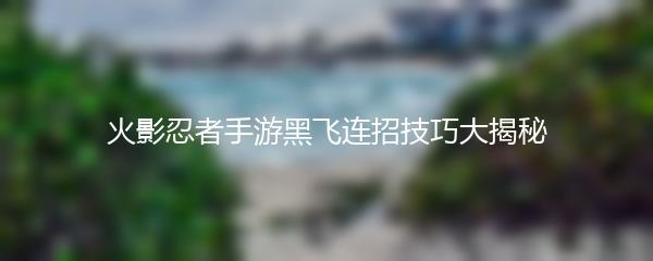 火影忍者手游黑飞连招技巧大揭秘