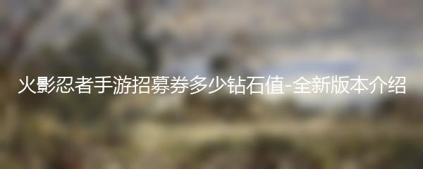 火影忍者手游招募券多少钻石值-全新版本介绍