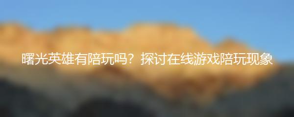 曙光英雄有陪玩吗？探讨在线游戏陪玩现象