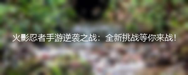 火影忍者手游逆袭之战：全新挑战等你来战！
