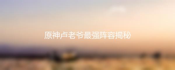 原神卢老爷最强阵容揭秘