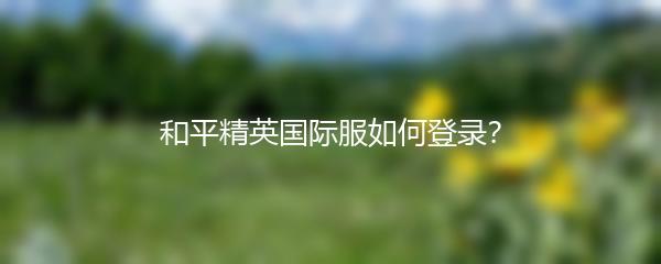 和平精英国际服如何登录？