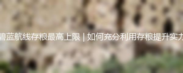 碧蓝航线存粮最高上限 | 如何充分利用存粮提升实力