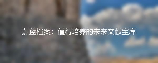 蔚蓝档案：值得培养的未来文献宝库