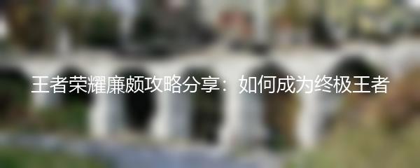 王者荣耀廉颇攻略分享：如何成为终极王者