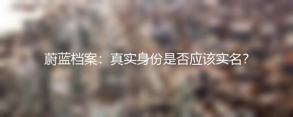 蔚蓝档案：真实身份是否应该实名？