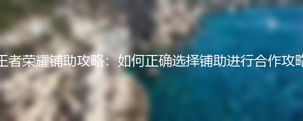 王者荣耀铺助攻略：如何正确选择铺助进行合作攻略