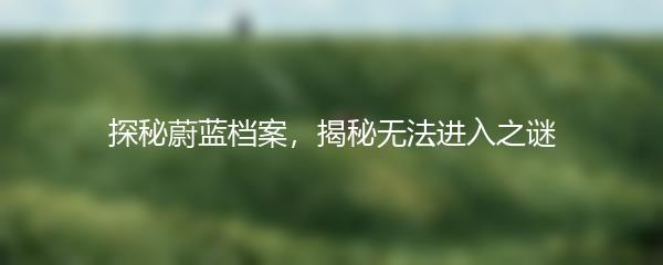 探秘蔚蓝档案，揭秘无法进入之谜