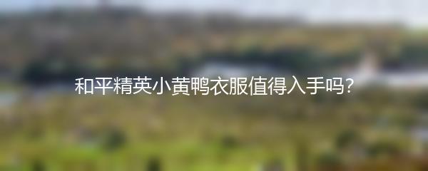 和平精英小黄鸭衣服值得入手吗？