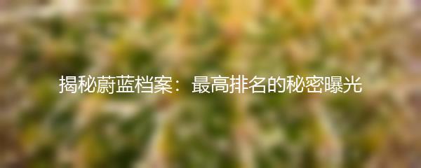 揭秘蔚蓝档案：最高排名的秘密曝光