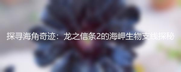 探寻海角奇迹：龙之信条2的海岬生物支线探秘