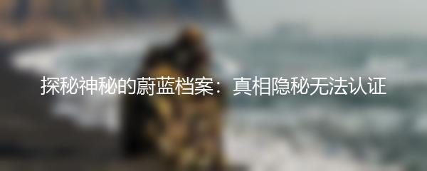 探秘神秘的蔚蓝档案：真相隐秘无法认证