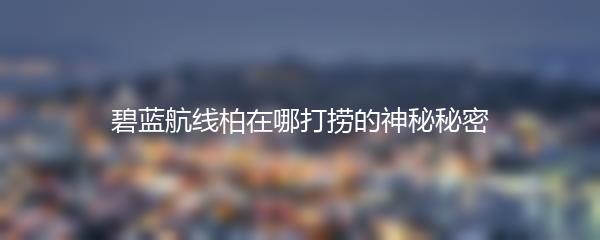 碧蓝航线柏在哪打捞的神秘秘密