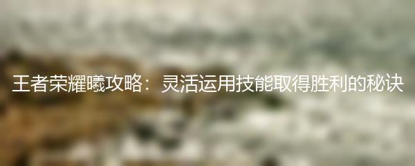 王者荣耀曦攻略：灵活运用技能取得胜利的秘诀