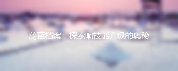 蔚蓝档案：探索响技能升级的奥秘