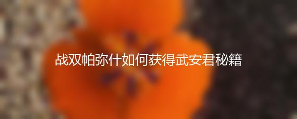 战双帕弥什如何获得武安君秘籍